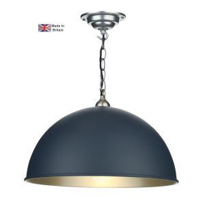 Ealing large smoke blue 1 light ceiling pendant brushed chrome main image