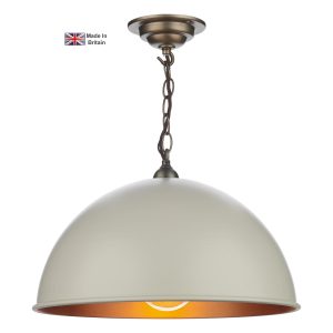 Ealing small Cotswold cream 1 light ceiling pendant antique brass main image