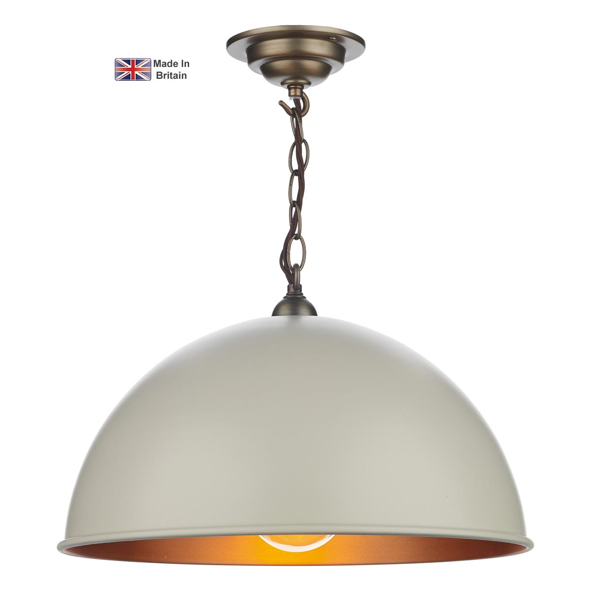 David Hunt Ealing Small Costwold Cream 1 Light Pendant Antique Brass