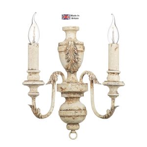 Emile rustic French style twin wall light in antique cream