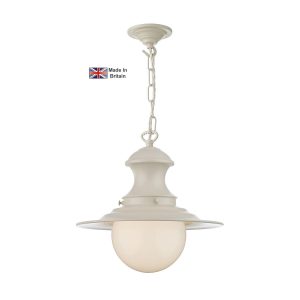 Station small 1 light industrial style ceiling pendant in Cotswold cream