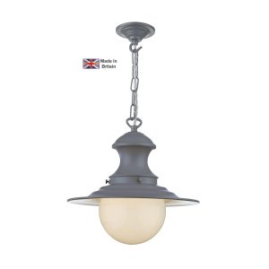 Station small 1 light industrial style ceiling pendant in lead grey