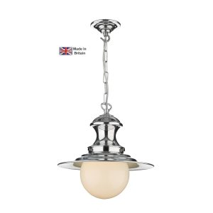 Station small 1 light industrial pendant in polished chrome