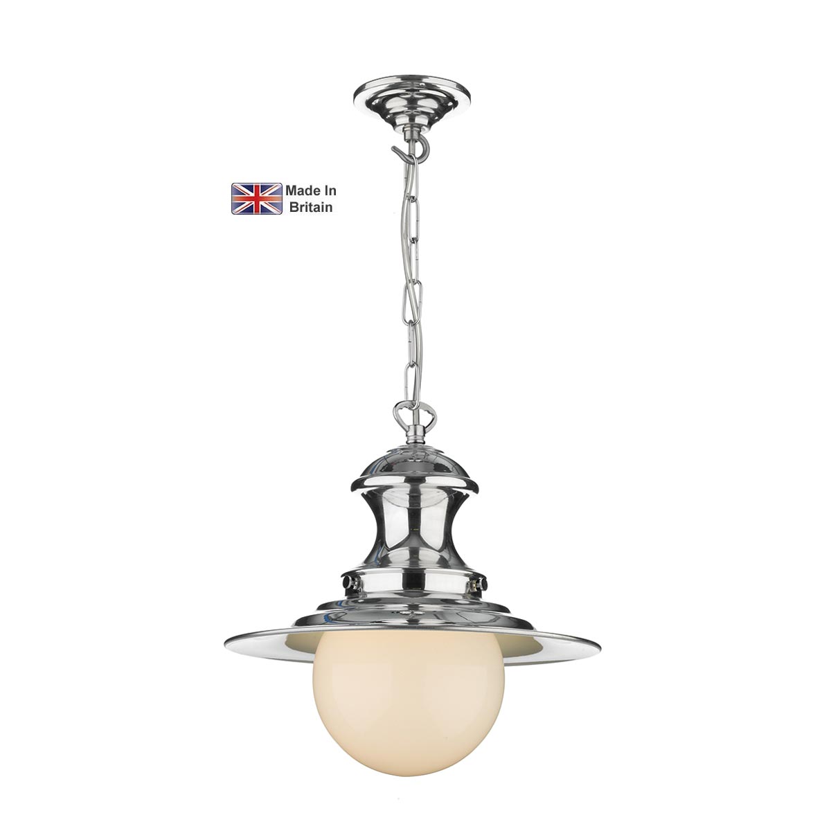 David Hunt Station Small 1 Light Industrial Pendant Polished Chrome