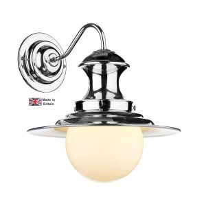 Station 1 light single industrial style wall light in polished chrome