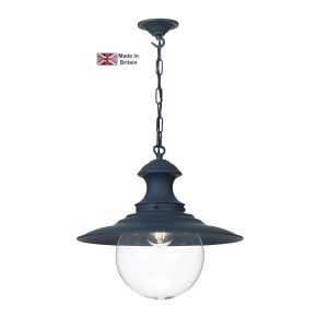 Station large 1 light industrial ceiling pendant in smoke blue main image