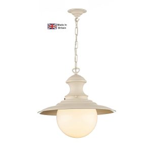 Station large 1 light industrial ceiling pendant in Cotswold cream
