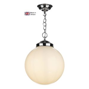 Fairfax chrome plated solid brass 1 light pendant opal glass globe shade main image