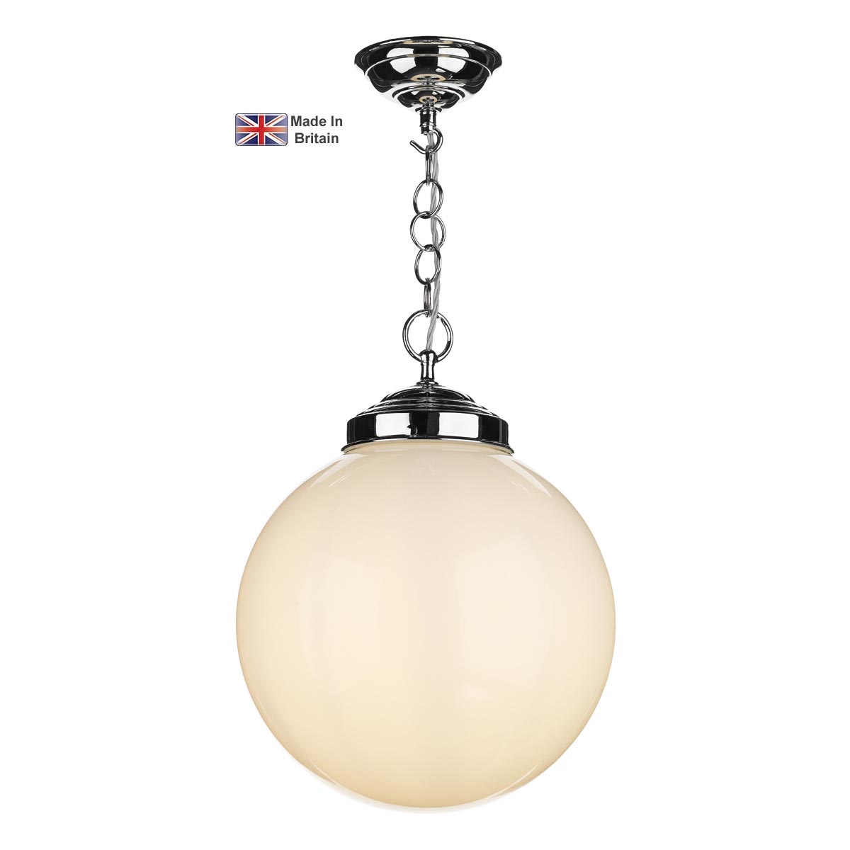 Fairfax Large 1 Light Pendant Chrome Plated Brass Opal Glass