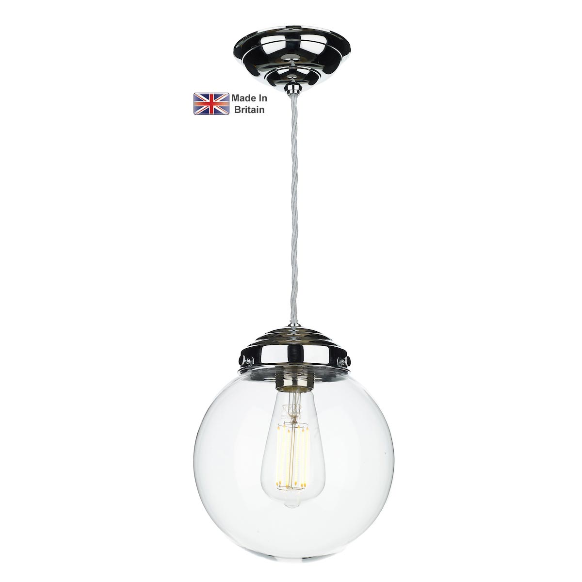 Fairfax Small 1 Light Pendant Chrome Plated Brass Clear Glass