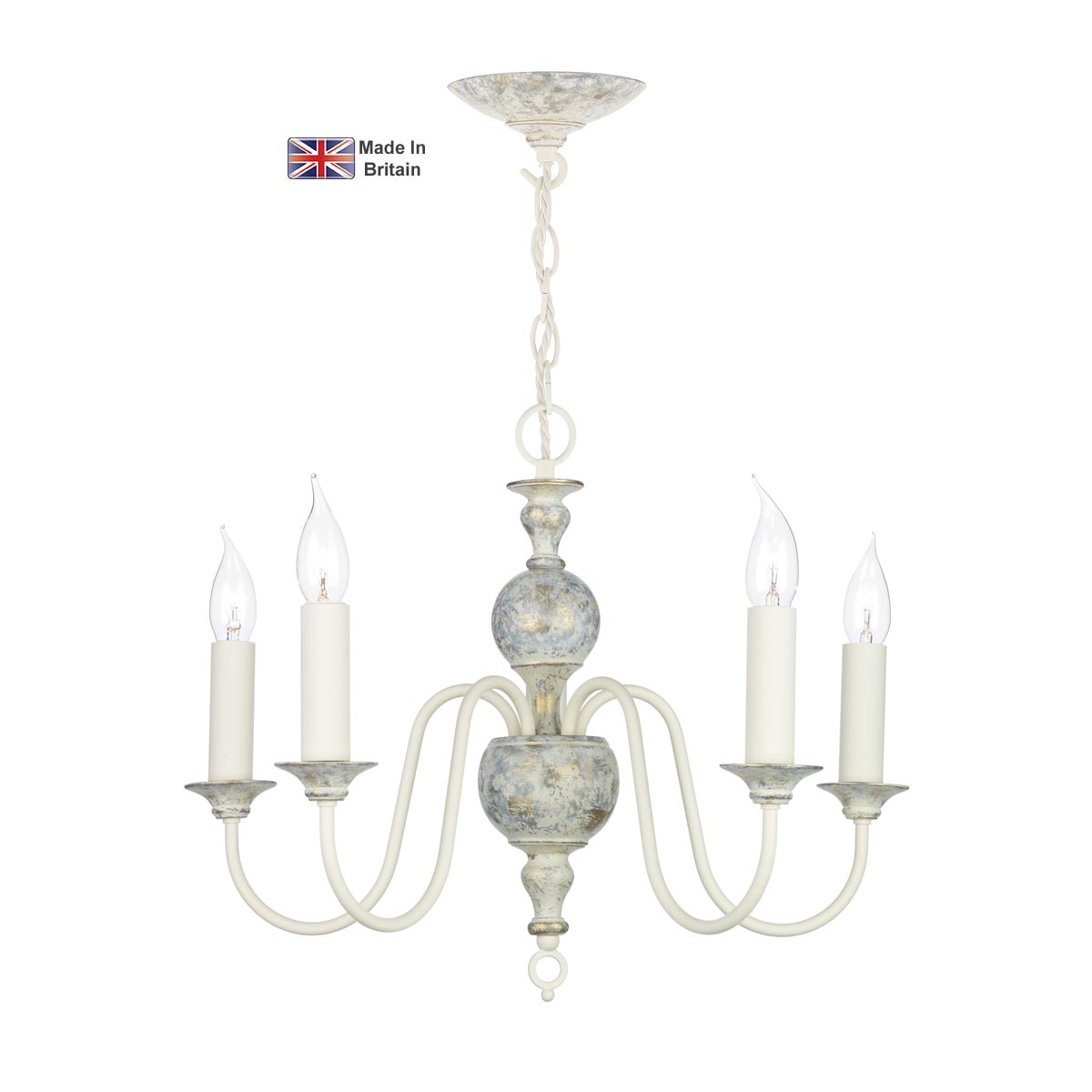 David Hunt Flemish Handmade 5 Light Classic Chandelier Distressed Grey