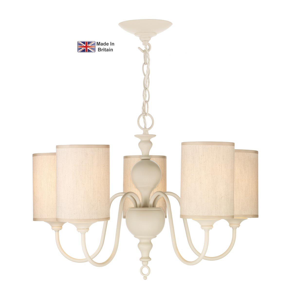 David Hunt Flemish Handmade 5 Light Cream Chandelier With Shades