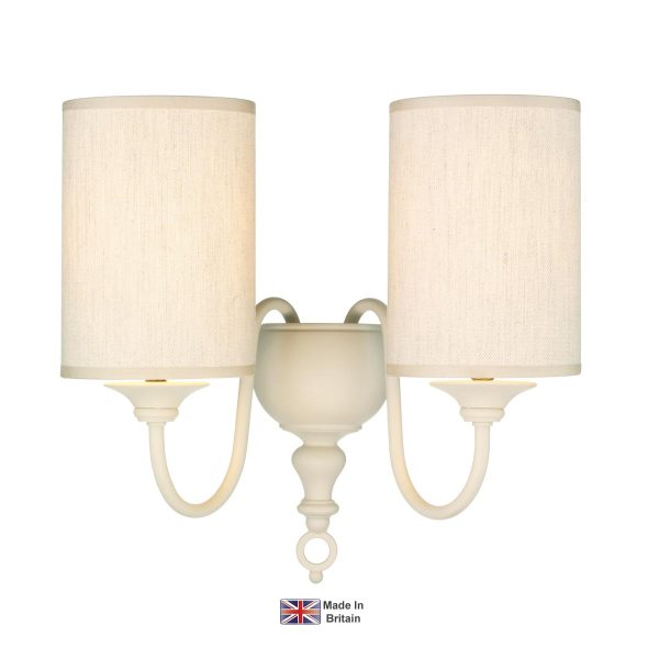 Flemish handmade 2 lamp cream wall light with shades