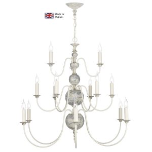 Flemish handmade 15 light large chandelier in distressed grey