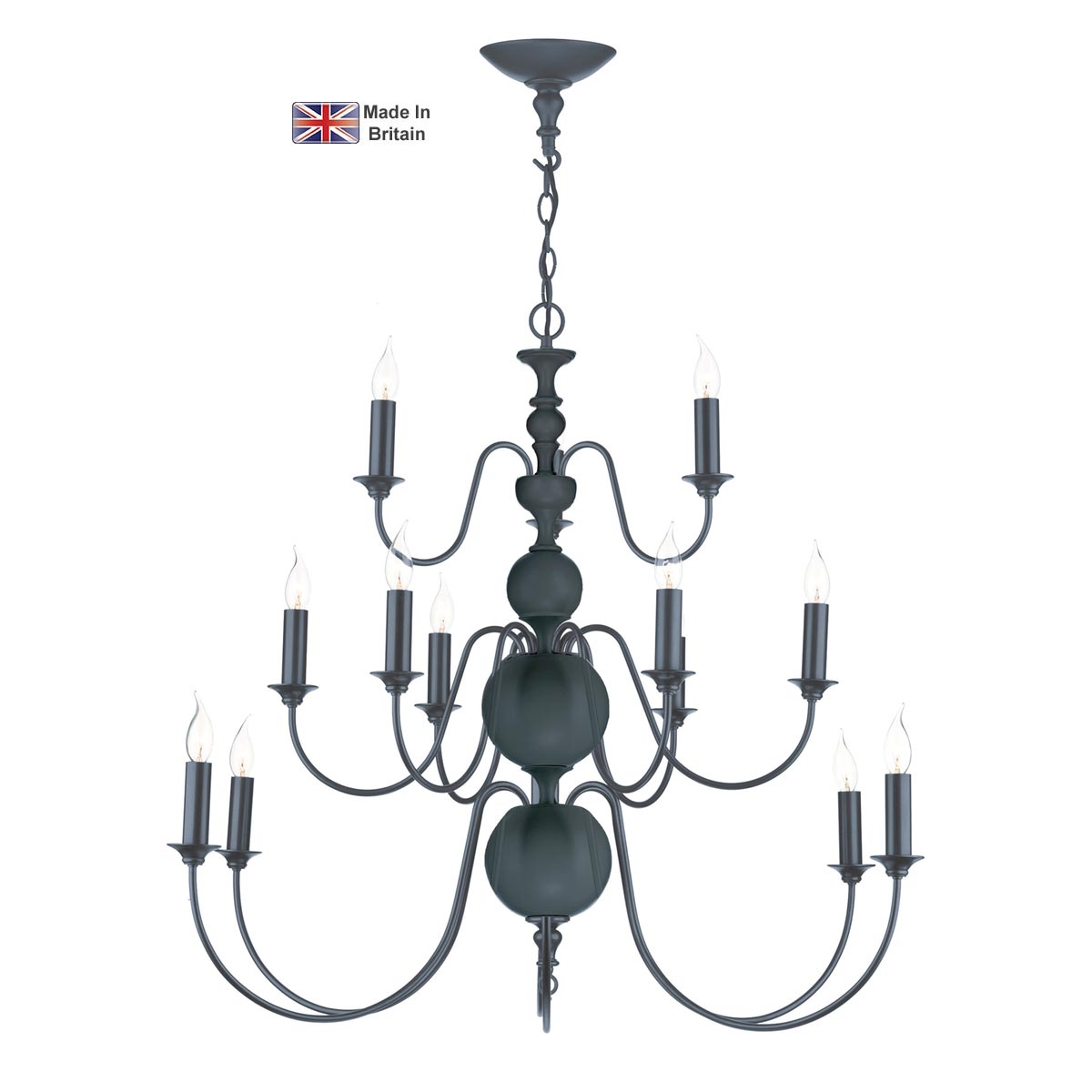 David Hunt Flemish Handmade 15 Light Large Chandelier Smoke Blue