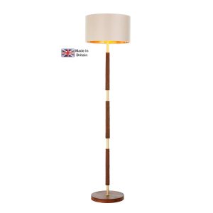 Hunter solid butter brass 1 light floor lamp base only with faux leather main image