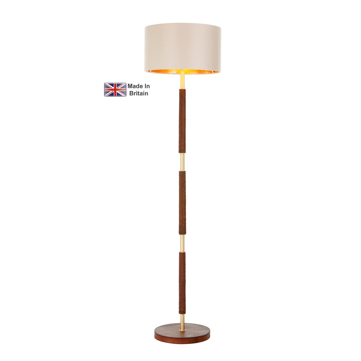 David Hunt Hunter Solid Butter Brass Floor Lamp Base Only Faux Leather