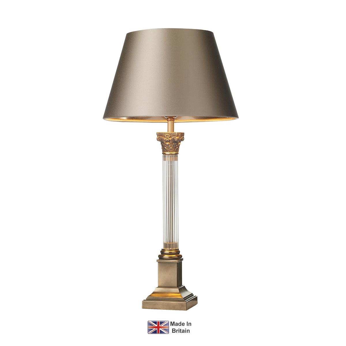 David Hunt Imperial Small 1 Light Glass Column Table Lamp Base Bronze