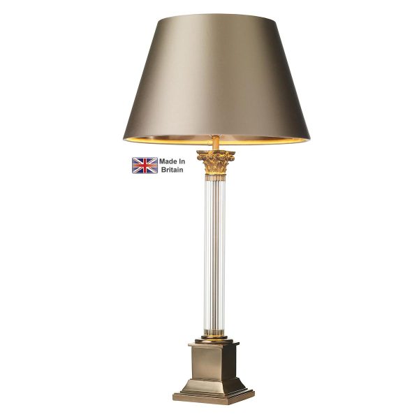 David Hunt Imperial Large 1 Light Glass Column Table Lamp Base Bronze