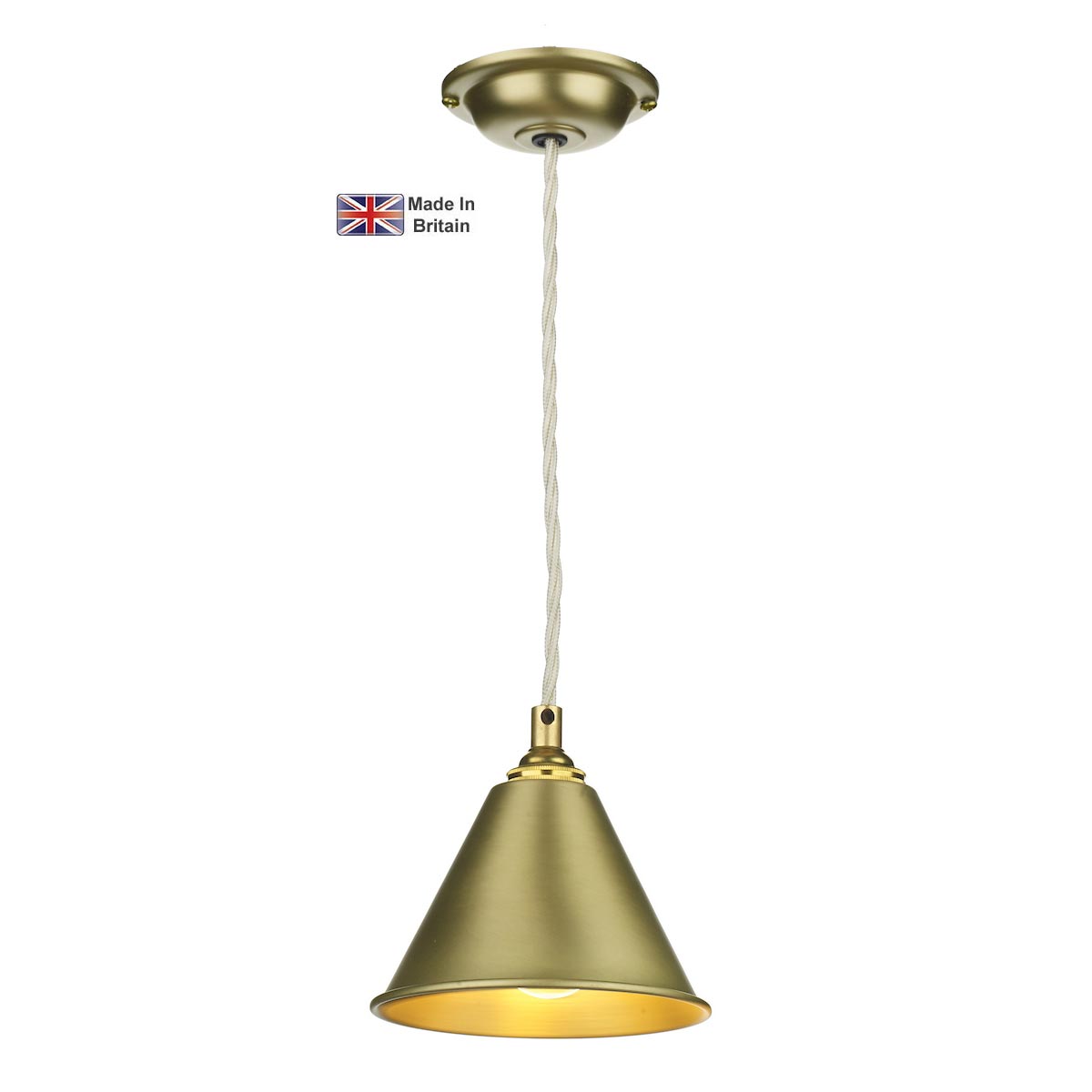 London Small Single Pendant Ceiling Light Solid Butter Brass