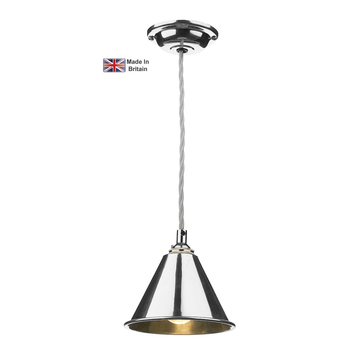 London Small Single Pendant Light Chrome Plated Solid Brass