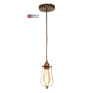 Loxley industrial style 1 light ceiling pendant in bronze main image