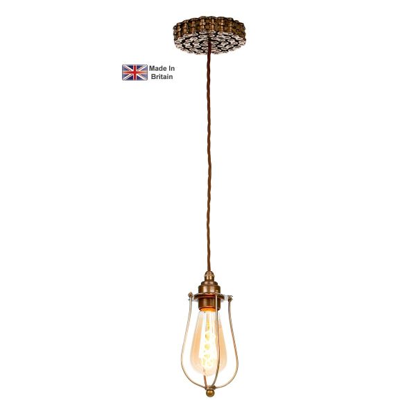 David Hunt Loxley Industrial Style 1 Light Single Ceiling Pendant In Bronze