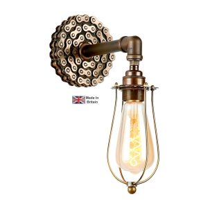 Loxley industrial style 1 lamp single wall light in bronze main image