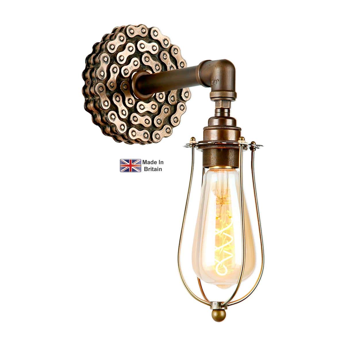David Hunt Loxley Industrial Style 1 Lamp Single Wall Light In Bronze
