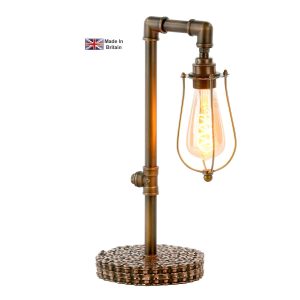 Loxley industrial style 1 light table lamp in bronze main image