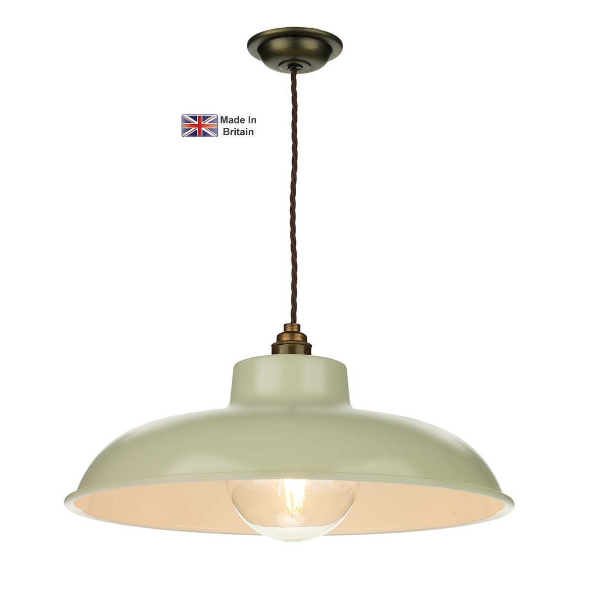 David Hunt Metro Schoolhouse 1 Light Ceiling Pendant French Cream