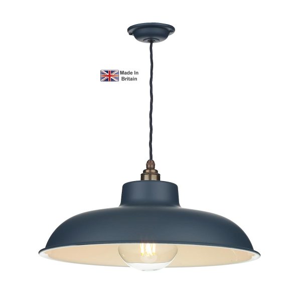 Metro schoolhouse style 1 light ceiling pendant in smoke blue main image