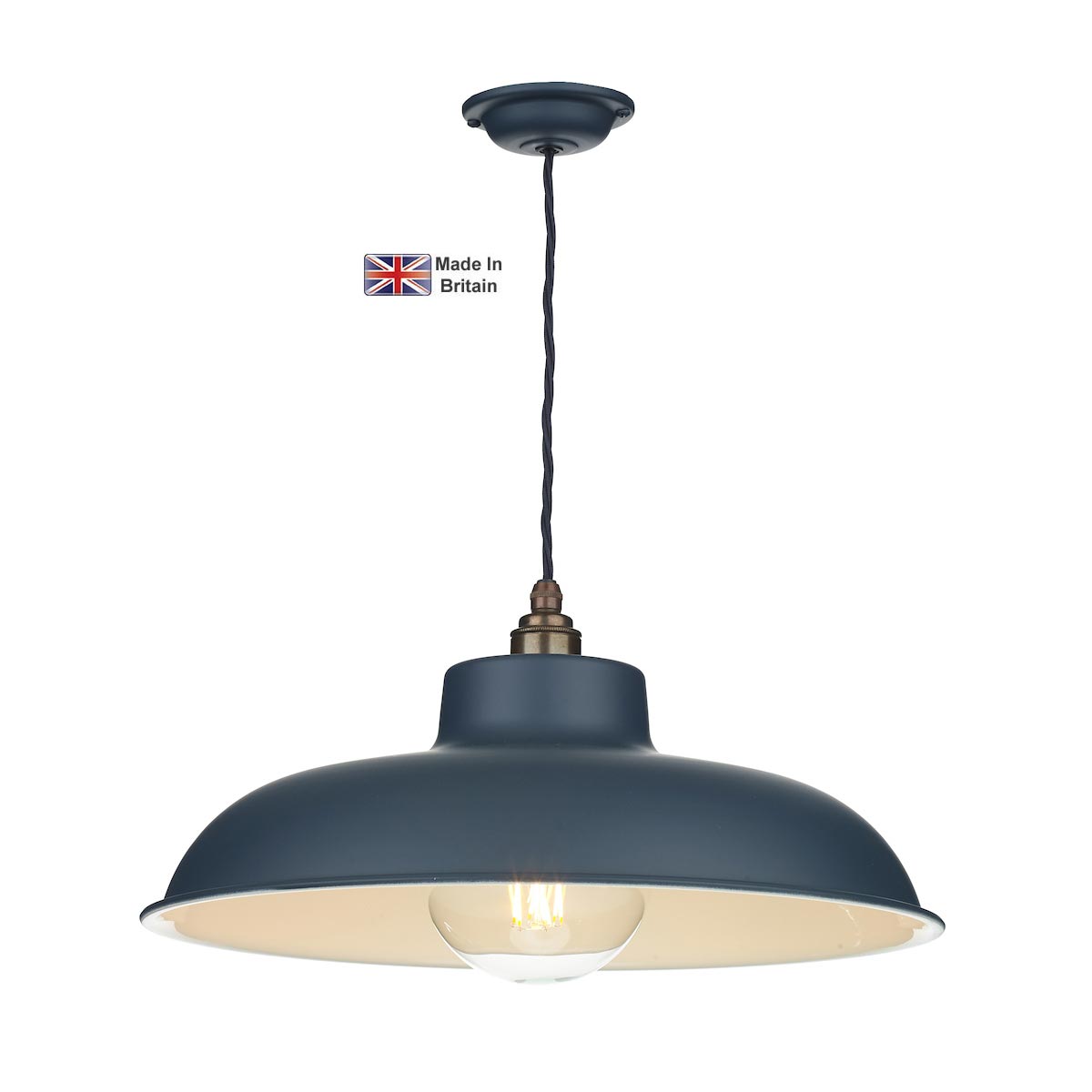 David Hunt Metro Schoolhouse 1 Light Ceiling Pendant Smoke Blue