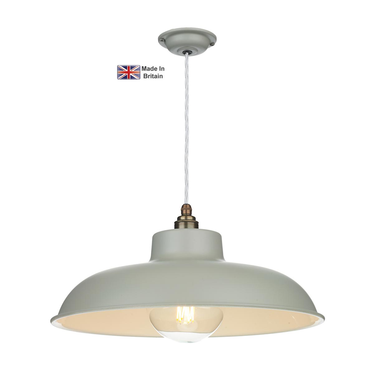 David Hunt Metro Schoolhouse 1 Light Ceiling Pendant Powder Grey