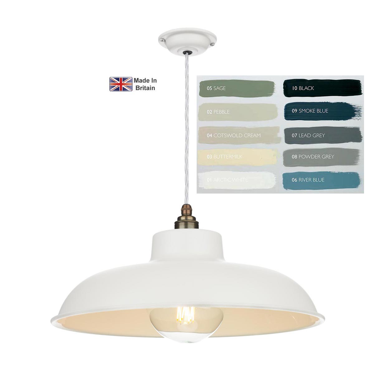 David Hunt Metro Schoolhouse 1 Light Ceiling Pendant Bespoke Finish