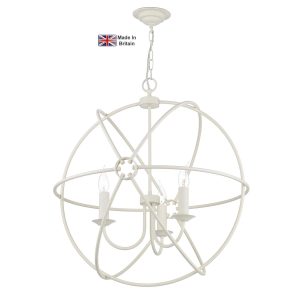 Orb handmade 3 light ceiling pendant in painted matte cream