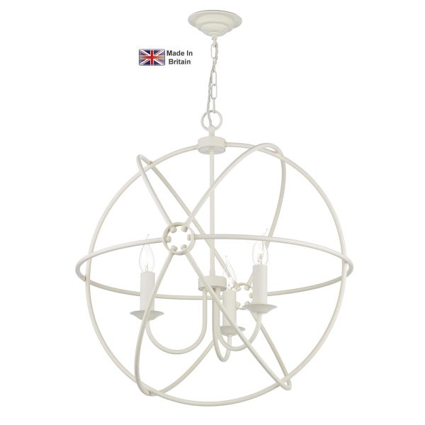 Orb handmade 3 light ceiling pendant in painted matte cream