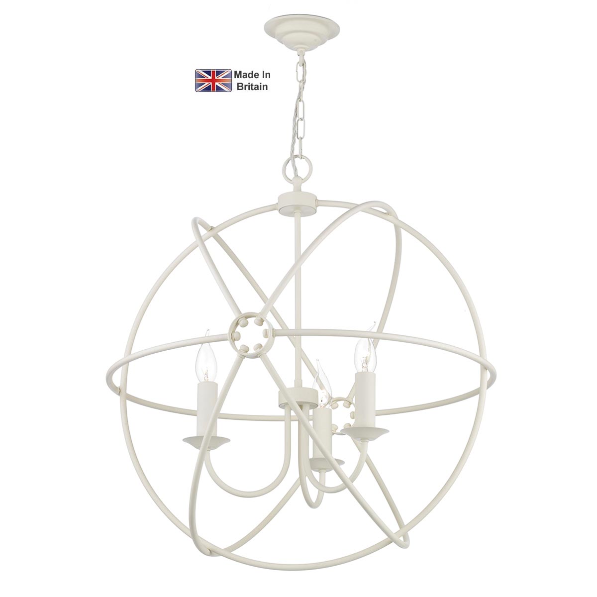 David Hunt Orb Handmade 3 Light Ceiling Pendant Painted Matte Cream