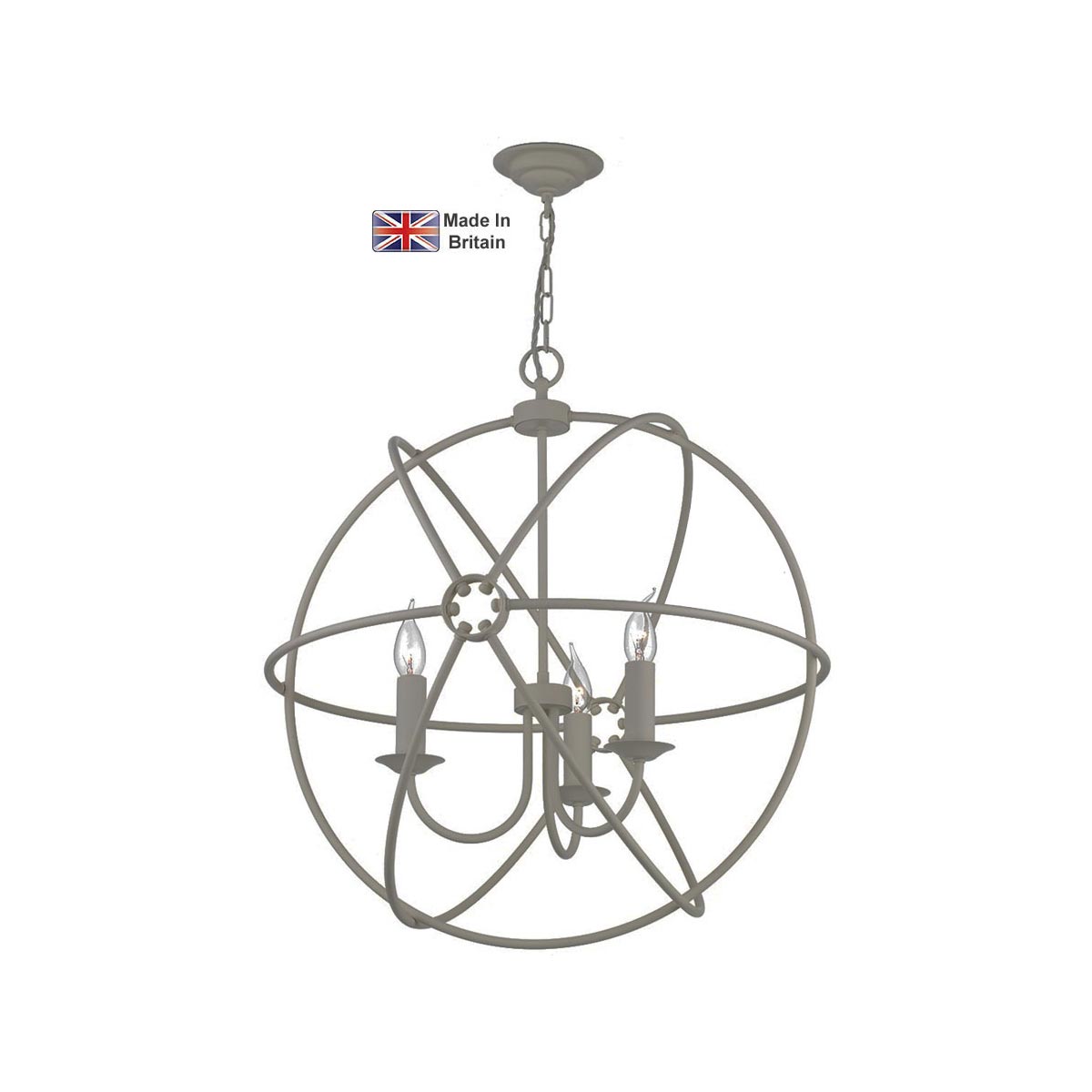 David Hunt Orb Handmade 3 Light Ceiling Pendant Matte Powder Grey