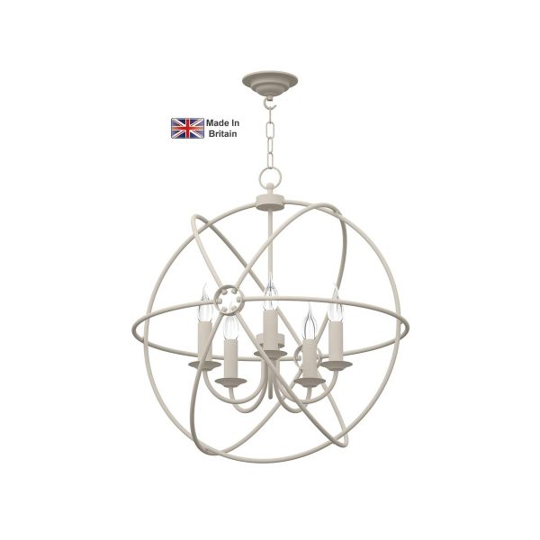 Orb handmade 5 light ceiling pendant in painted matte cream main image