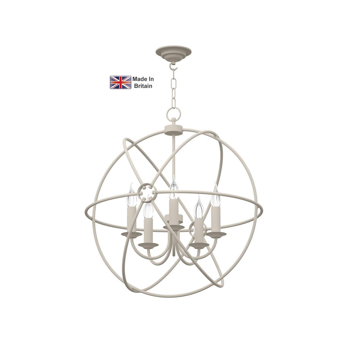 David Hunt Orb Handmade 5 Light Ceiling Pendant Painted Matte Cream