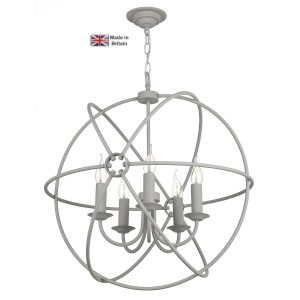 Orb handmade 5 light ceiling pendant in matte powder grey