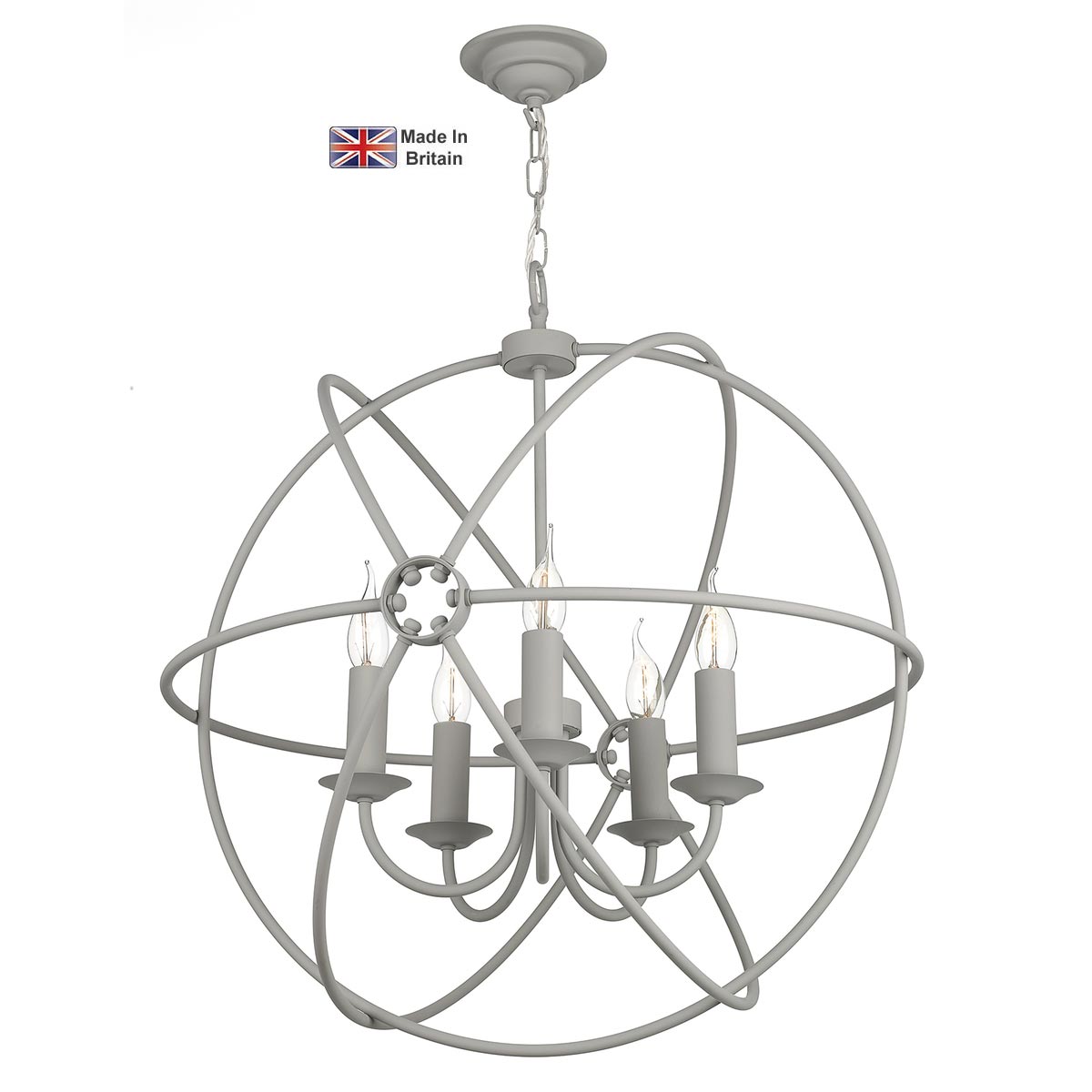 David Hunt Orb Handmade 5 Light Ceiling Pendant Matte Powder Grey