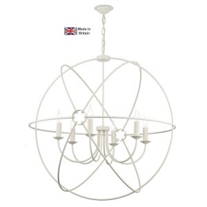 Orb handmade 6 light 90cm ceiling pendant in painted matte cream