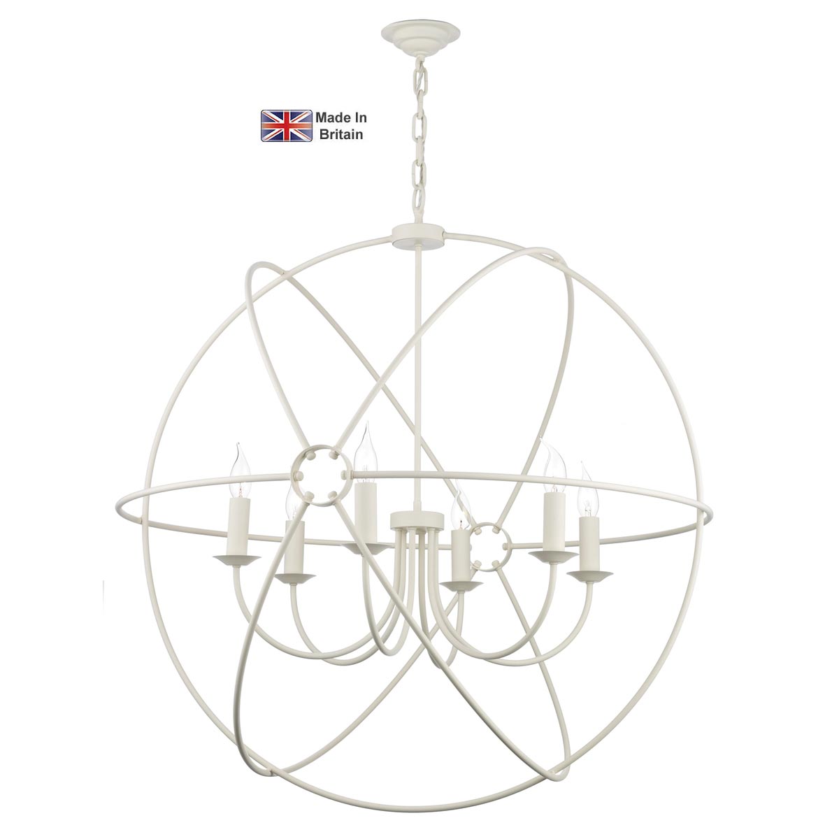 David Hunt Orb Handmade 6 Light 90cm Ceiling Pendant Matte Cream