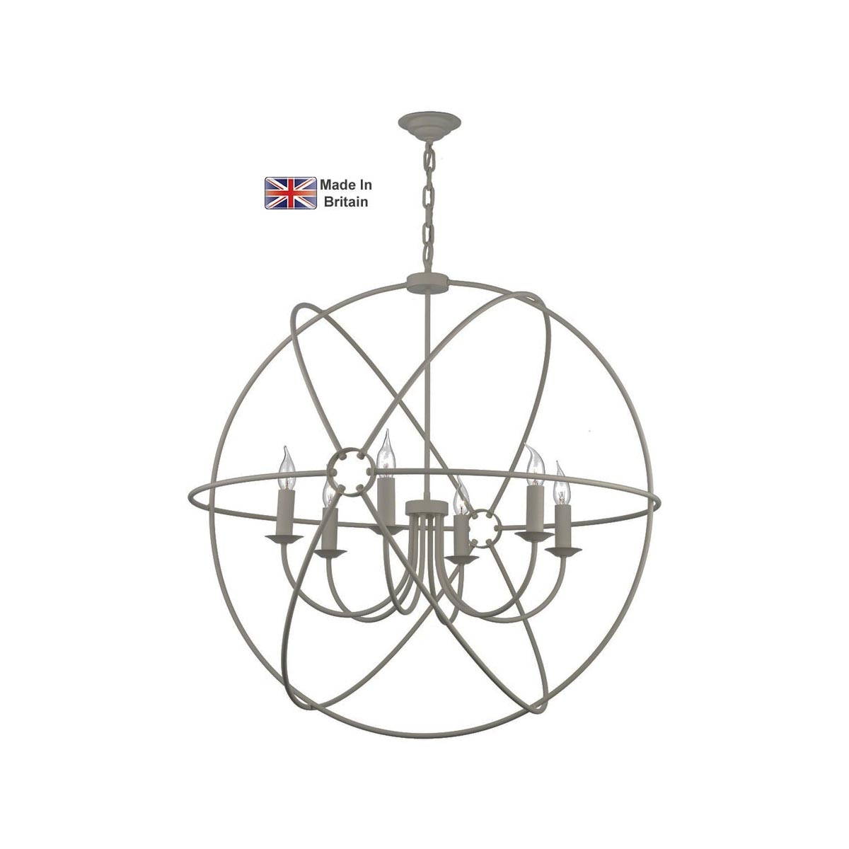 David Hunt Orb Handmade 6 Light 90cm Ceiling Pendant Powder Grey