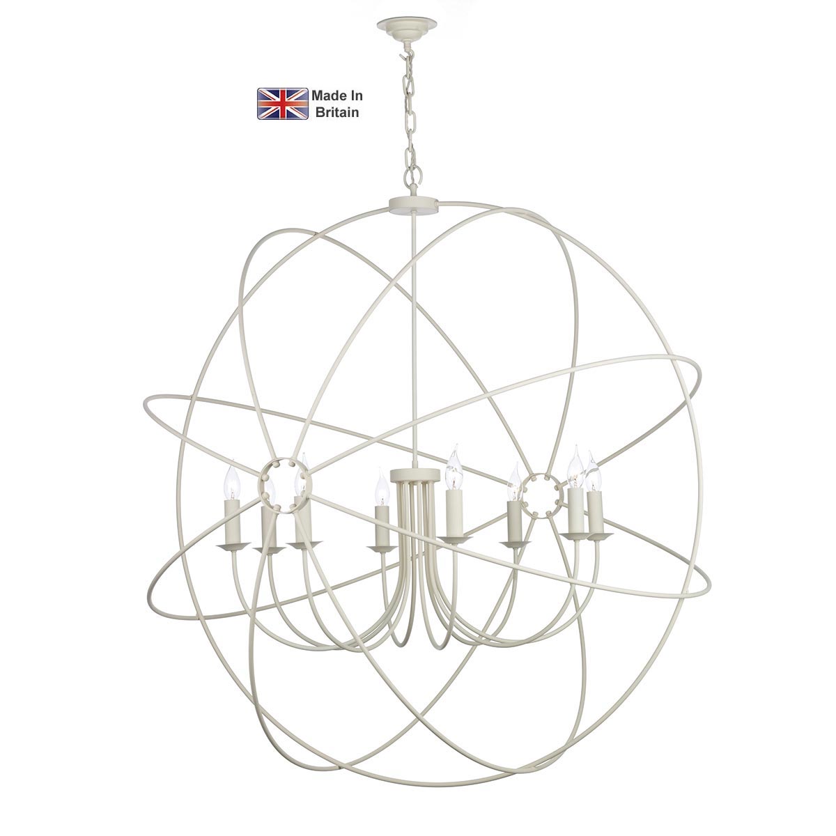 David Hunt Orb Large 8 Light 120cm Ceiling Pendant Matte Cream