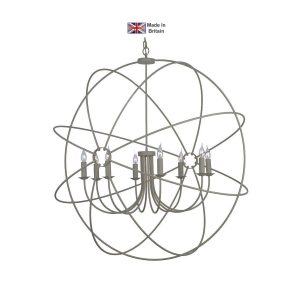 Orb large 8 light 120cm ceiling pendant in matte powder grey