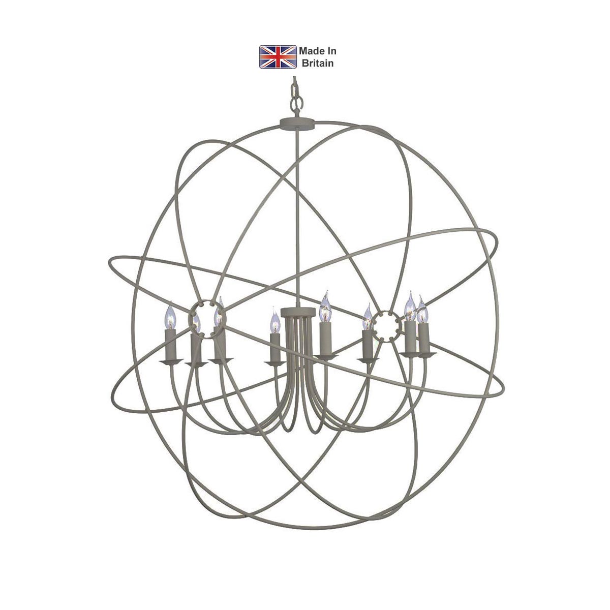 David Hunt Orb Large 8 Light 120cm Ceiling Pendant Matte Powder Grey