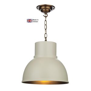 Shoreditch small ceiling pendant in Cotswold cream with antique brass